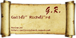 Galló Richárd névjegykártya